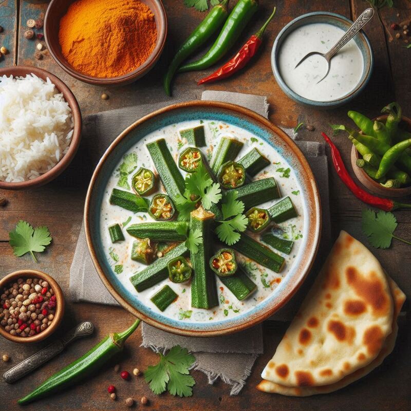 Dahi Bhindi Recipe - Easy Indian Okra With Yogurt Sauce